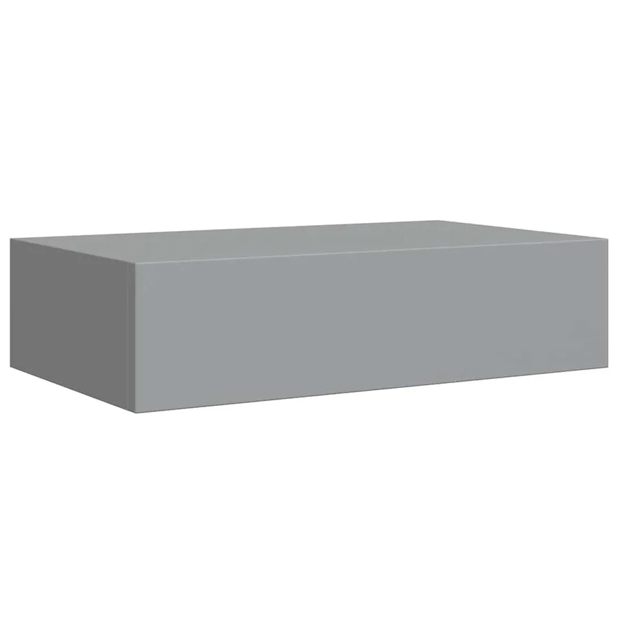 Étagère à tiroir murale gris 40x23,5x10 cm MDF - 5