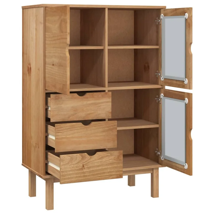 Buffet haut OTTA 85x43x125 cm bois massif de pin - 4