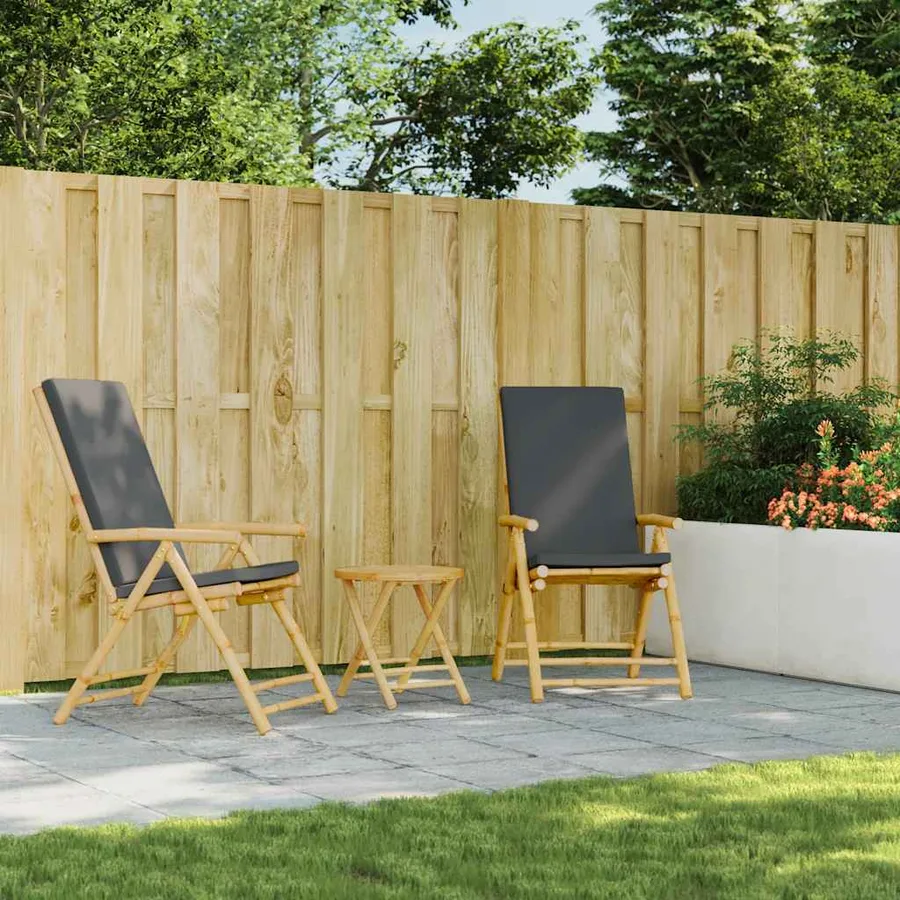 Table de jardin pliable Ø45x45 cm bambou - 3