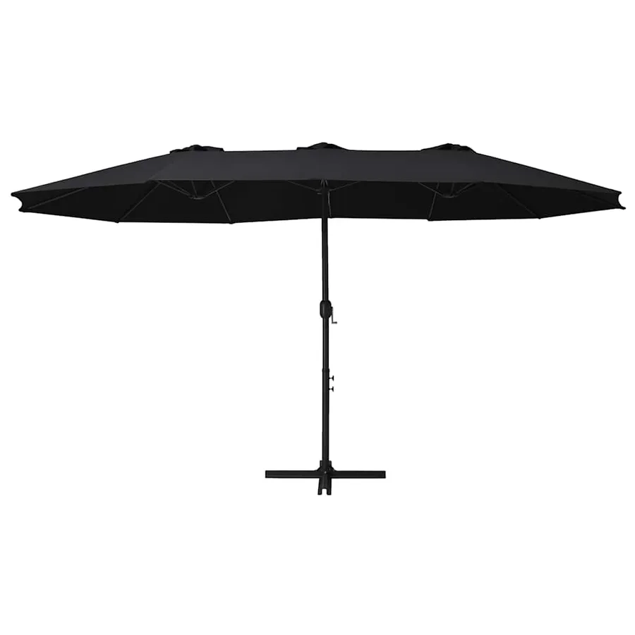 Parasol d'extérieur et poteau en aluminium 460x270 cm Noir - 2