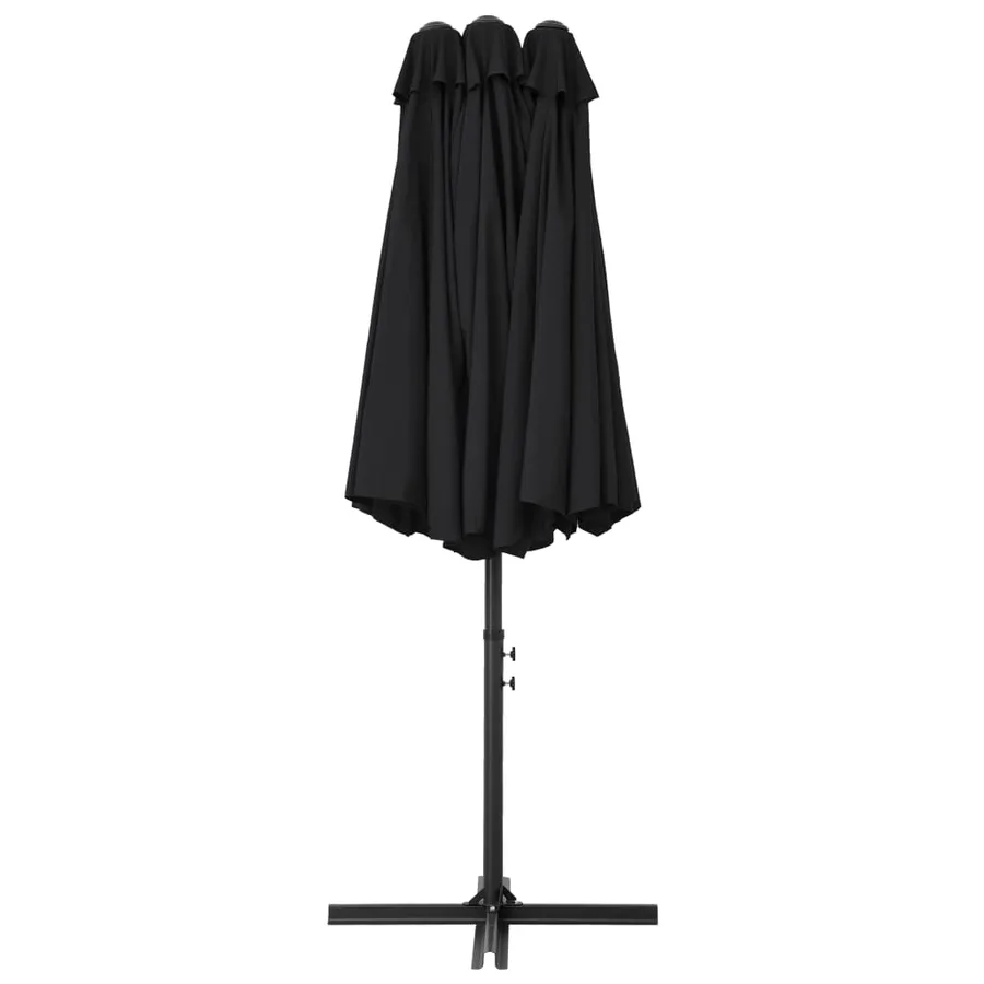 Parasol d'extérieur et poteau en aluminium 460x270 cm Noir - 4