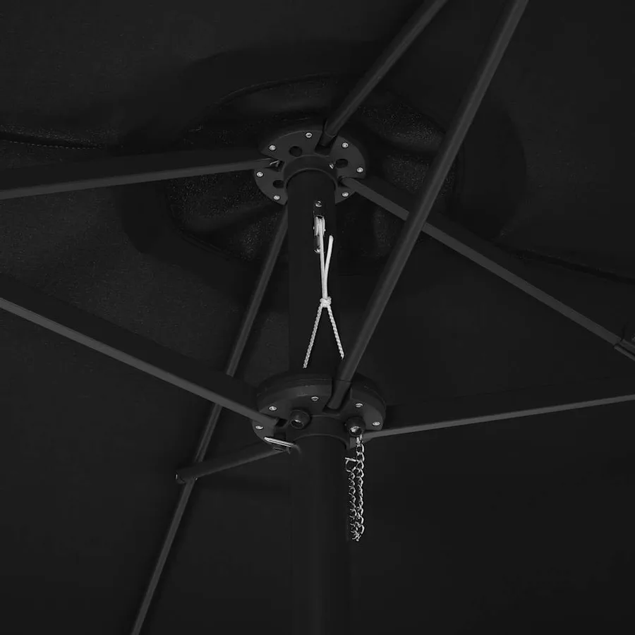 Parasol d'extérieur et poteau en aluminium 460x270 cm Noir - 5