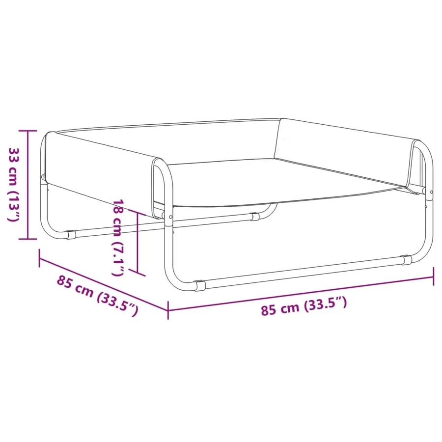 Lit surélevé pour chien anthracite tissu Oxford et acier - 9