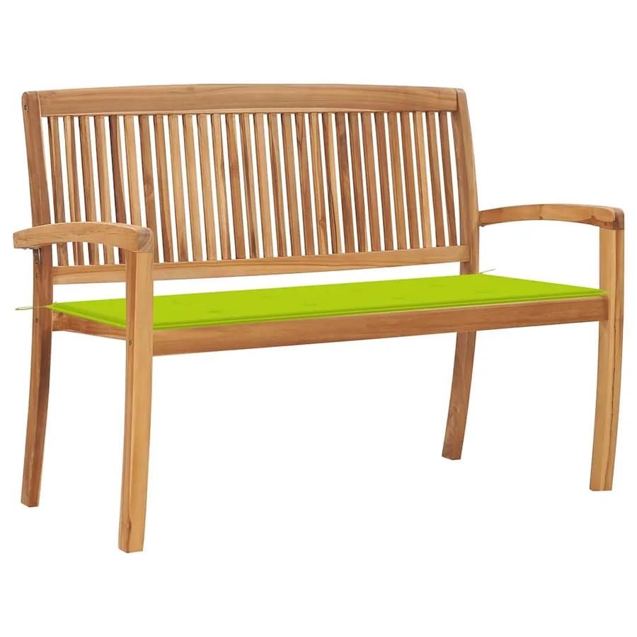 Banc de jardin empilable et coussin 128,5cm Bois de teck massif