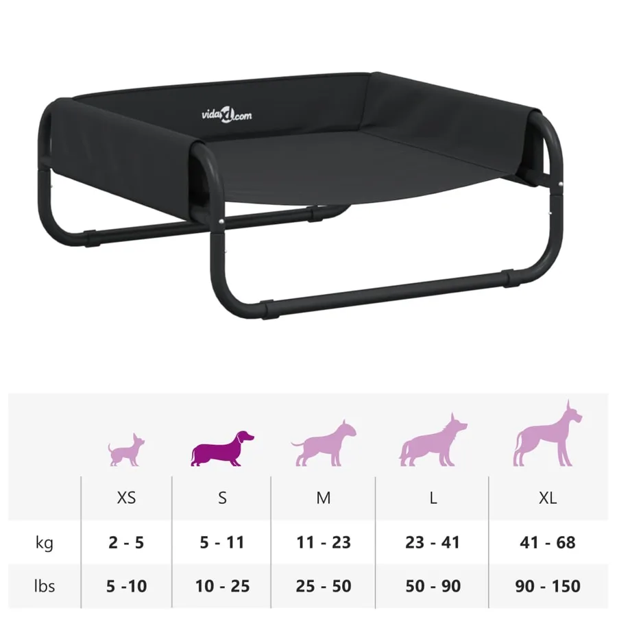 Lit surélevé pour chien anthracite tissu Oxford et acier - 10