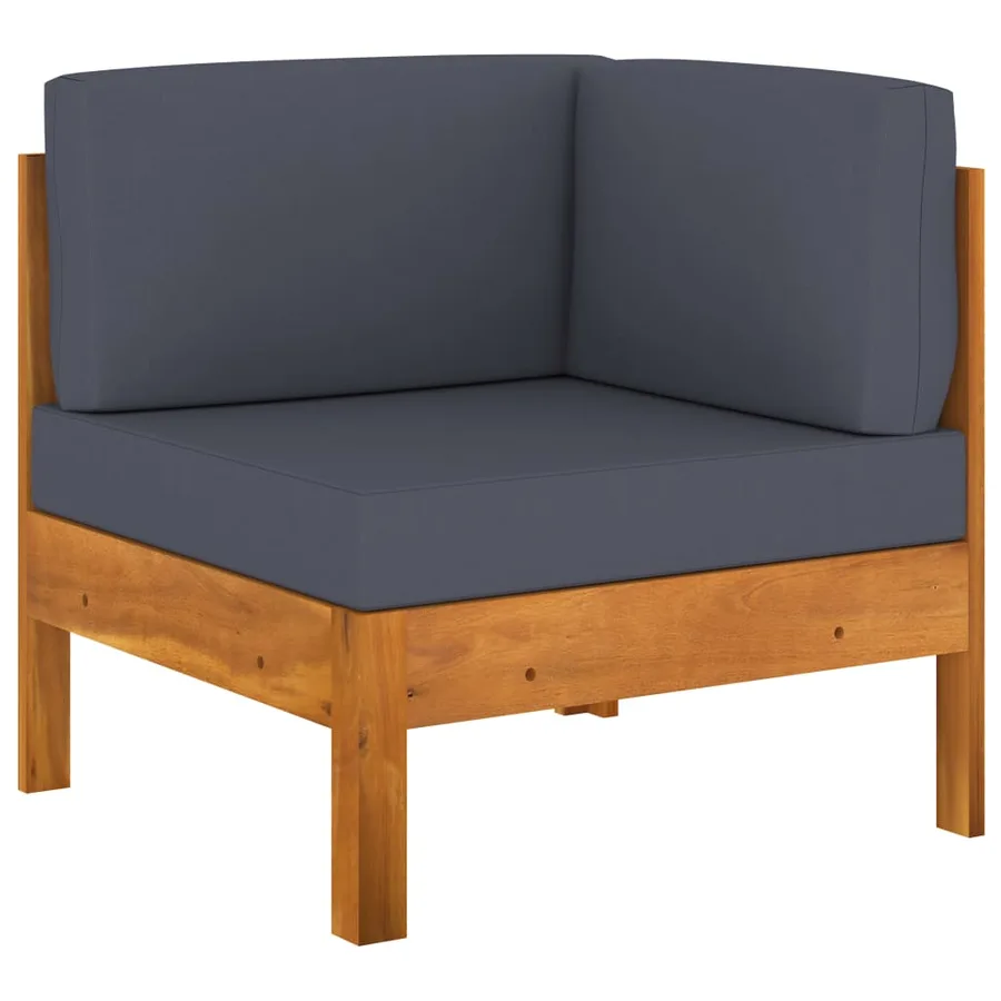 Salon de jardin 7 pcs avec coussins gris foncé Bois d'acacia - 18