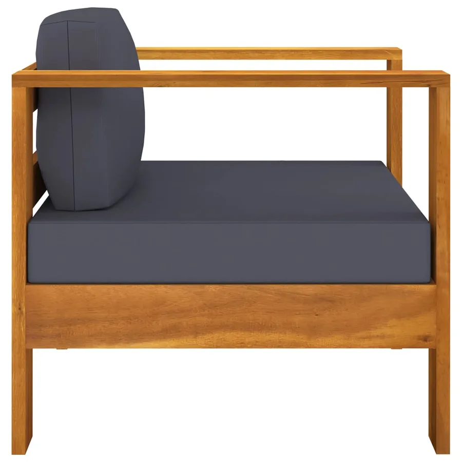 Salon de jardin 7 pcs avec coussins gris foncé Bois d'acacia - 5