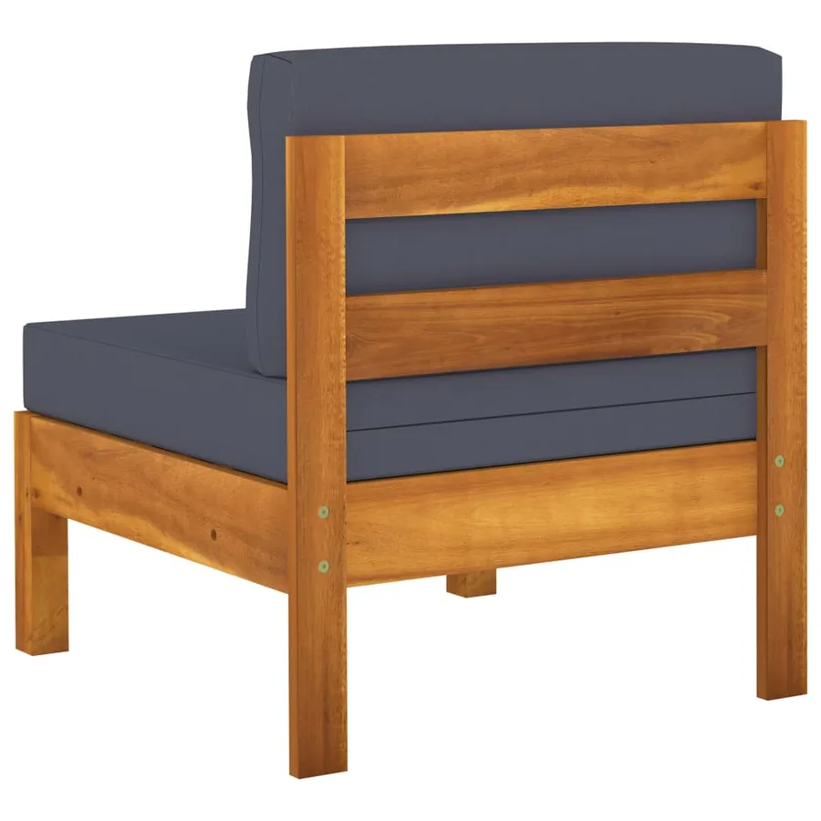 Salon de jardin 7 pcs avec coussins gris foncé Bois d'acacia - 6
