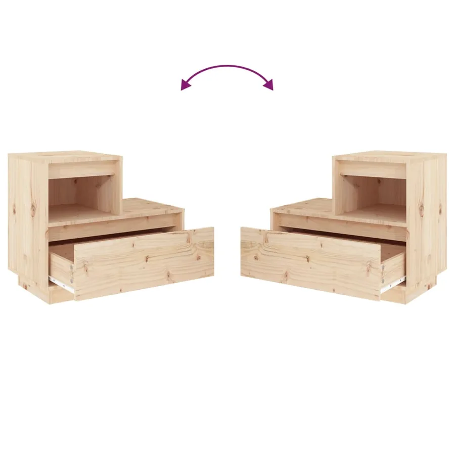 Tables de chevet 2 pcs Gris 60x34x51 cm Bois de pin solide - 10