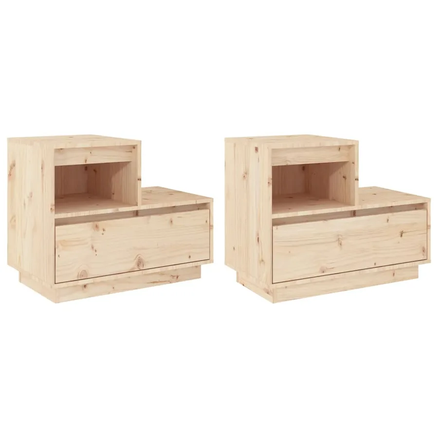 Tables de chevet 2 pcs Gris 60x34x51 cm Bois de pin solide - 2