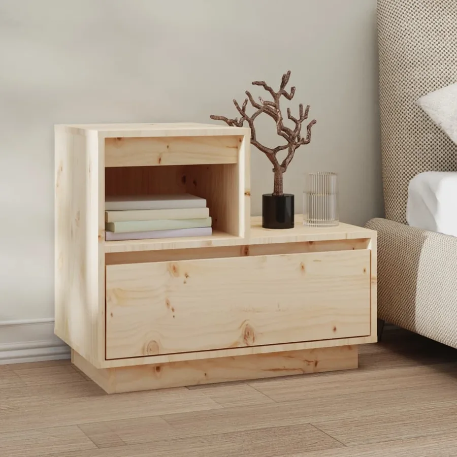 Tables de chevet 2 pcs Gris 60x34x51 cm Bois de pin solide - 3