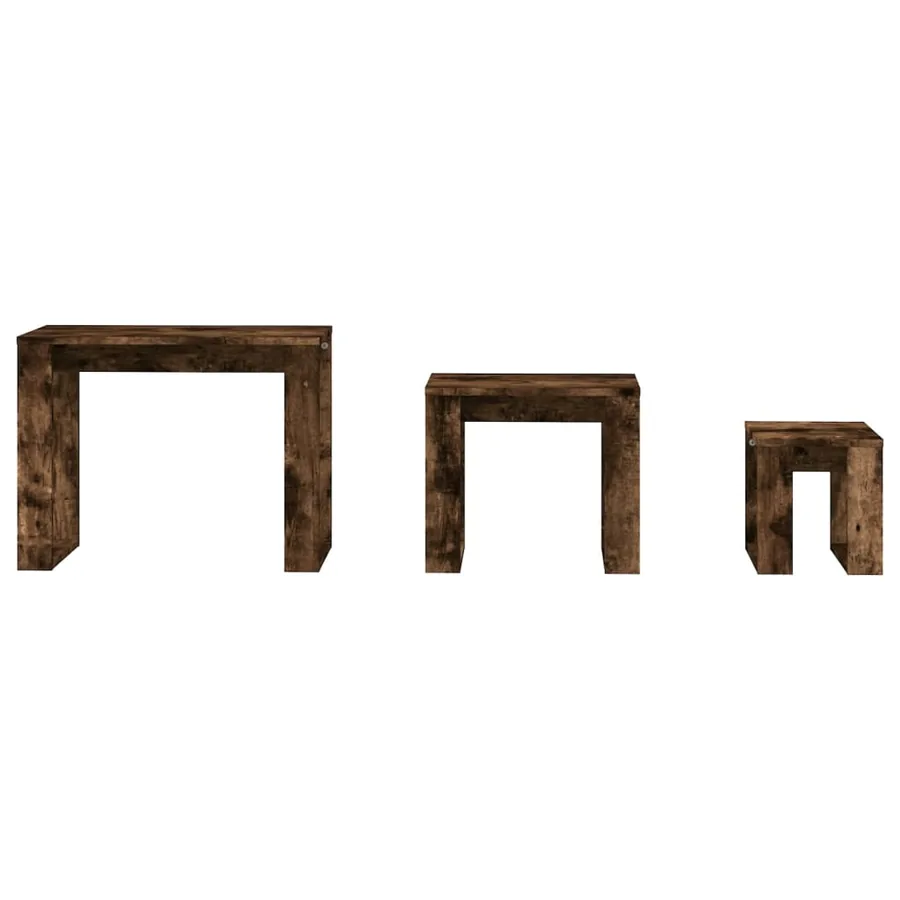 Tables gigognes 3 pcs Chêne fumé Bois d'ingénierie - 5