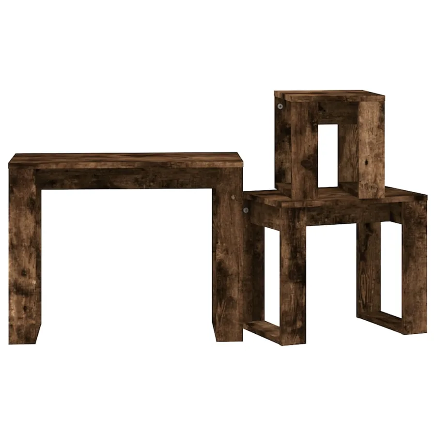 Tables gigognes 3 pcs Chêne fumé Bois d'ingénierie - 6