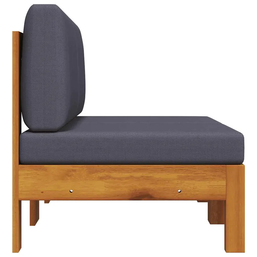 Canapés centraux 2 pcs avec coussins gris foncé Acacia solide - 4
