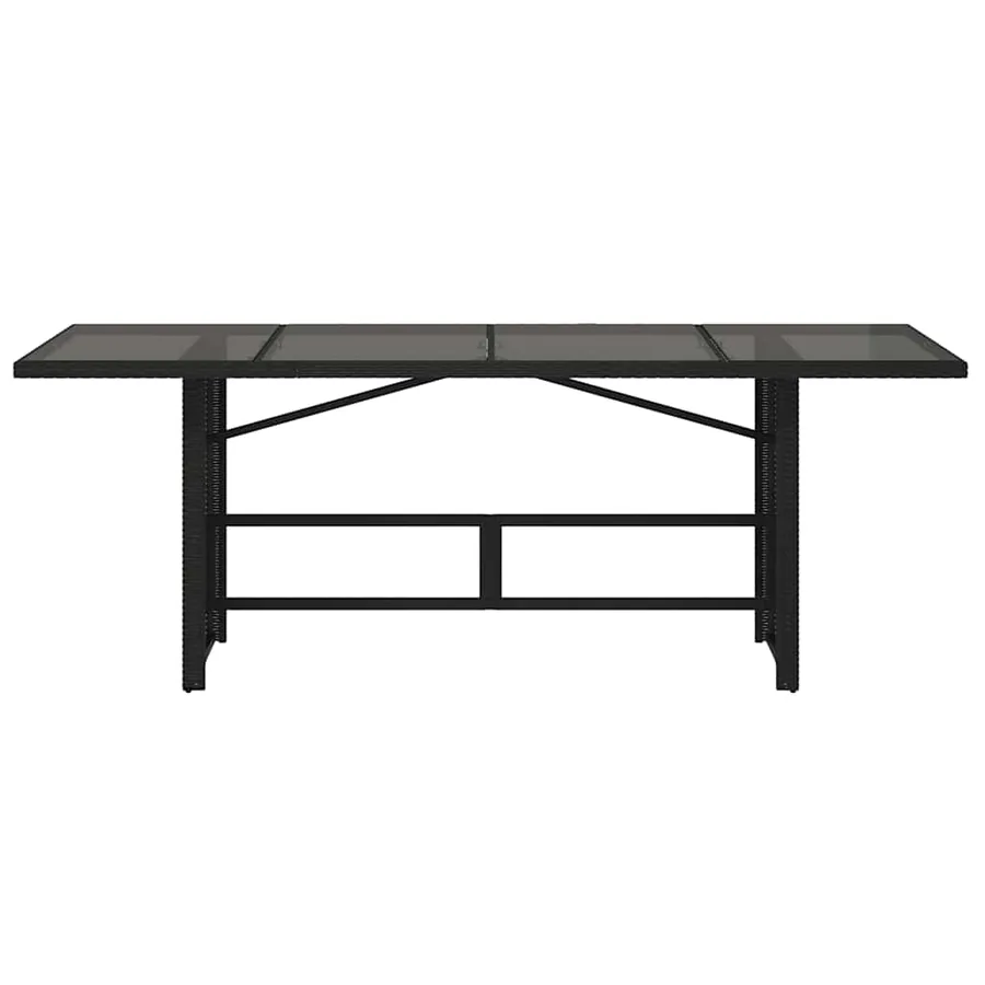 Table de jardin dessus en verre noir 190x80x74cm résine tressée - 4