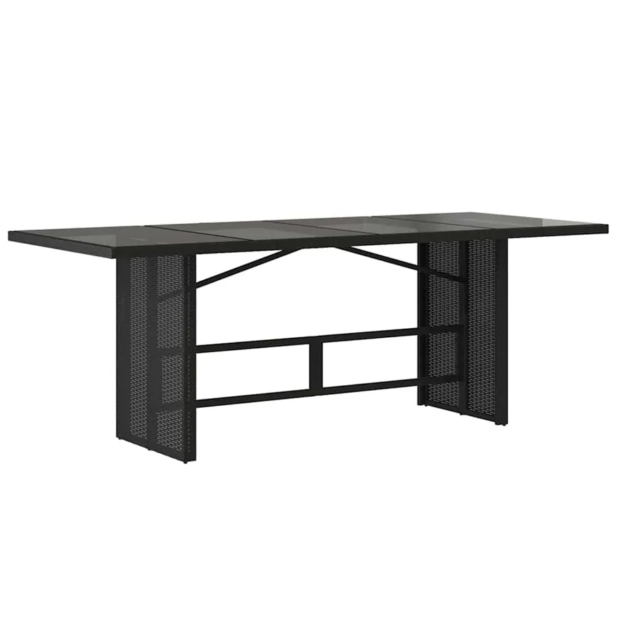 Table de jardin dessus en verre noir 190x80x74cm résine tressée - 6