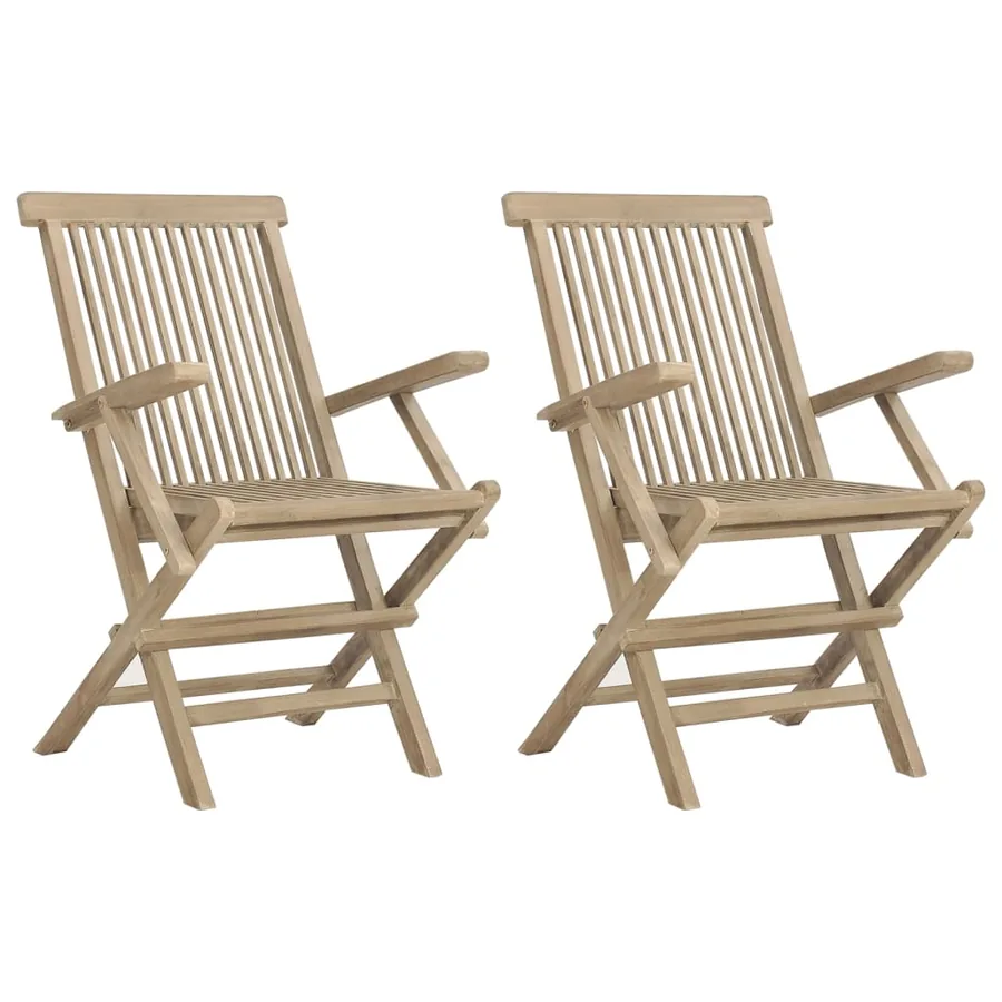 Chaises de jardin pliantes lot de 2 gris 56x61x89cm bois teck - 2