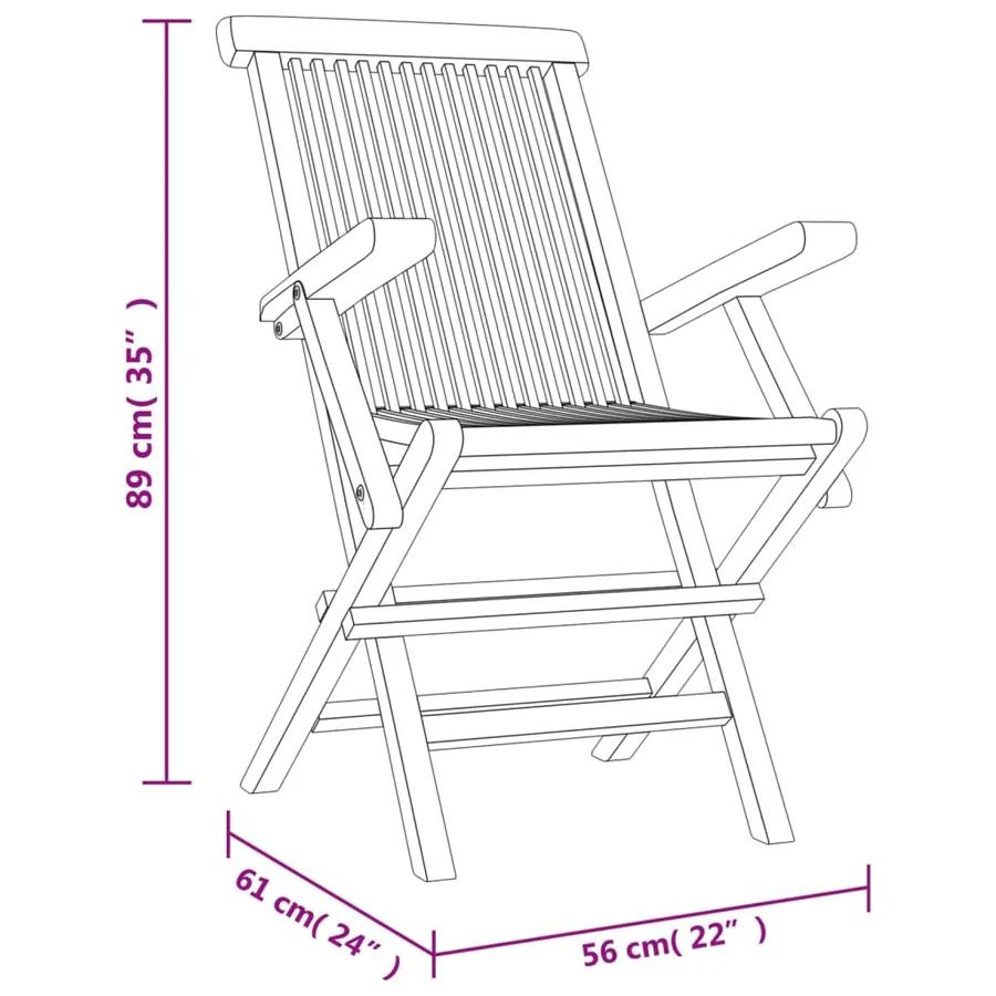 Chaises de jardin pliantes lot de 2 gris 56x61x89cm bois teck - 8