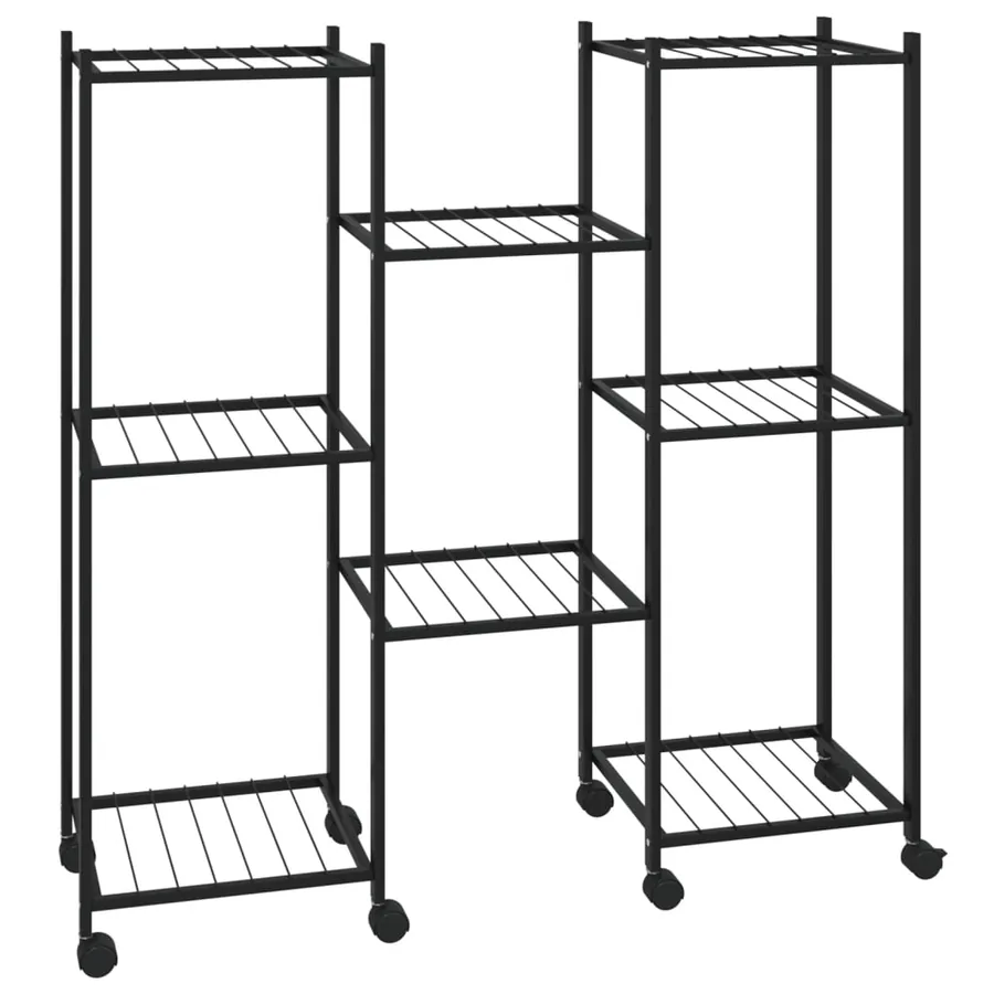 Jardinière avec roues 83x25x83,5 cm Noir Fer - 2