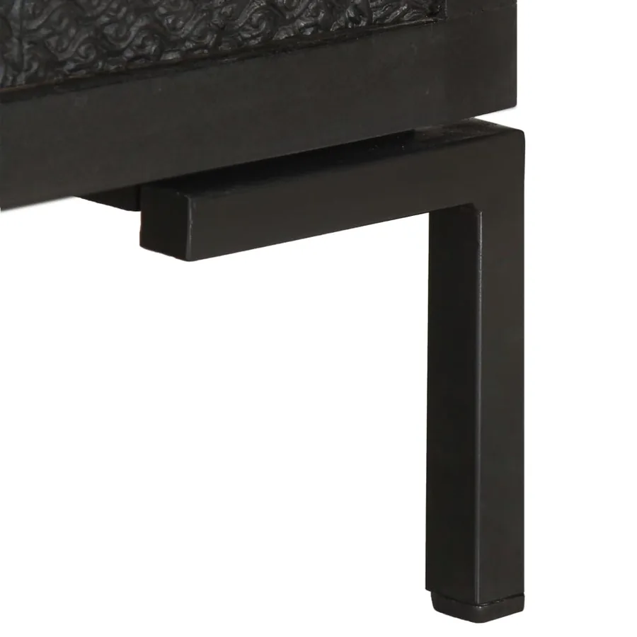 Meuble TV Noir 115x30x46 cm Bois massif de manguier - 5