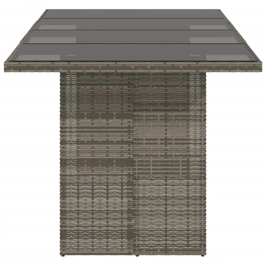 Table de jardin dessus en verre gris 190x80x74cm résine tressée - 4