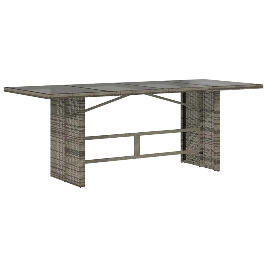 Table de jardin dessus en verre gris 190x80x74cm résine tressée - 5