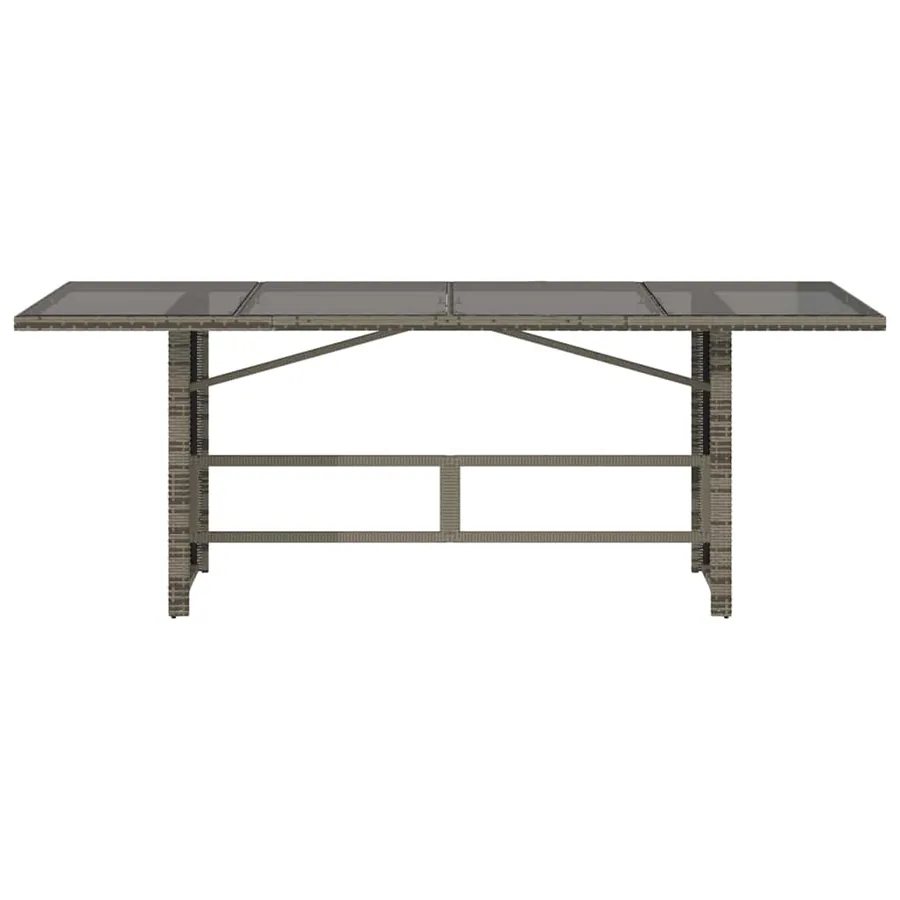 Table de jardin dessus en verre gris 190x80x74cm résine tressée - 6