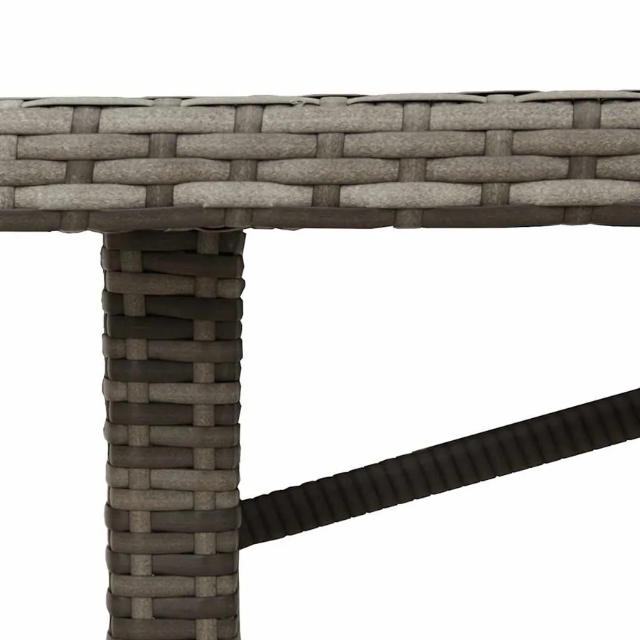 Table de jardin dessus en verre gris 190x80x74cm résine tressée - 9