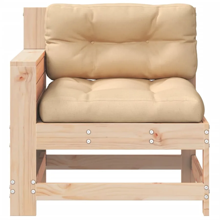 Canapé de jardin accoudoir avec coussin bois massif de pin - 4