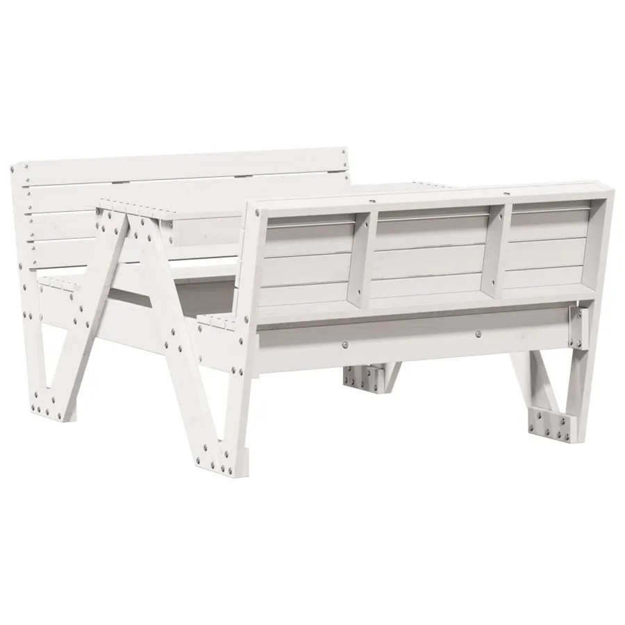 Table de pique-nique pour enfants blanc bois massif de pin - 2