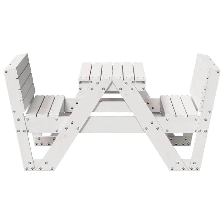 Table de pique-nique pour enfants blanc bois massif de pin - 5