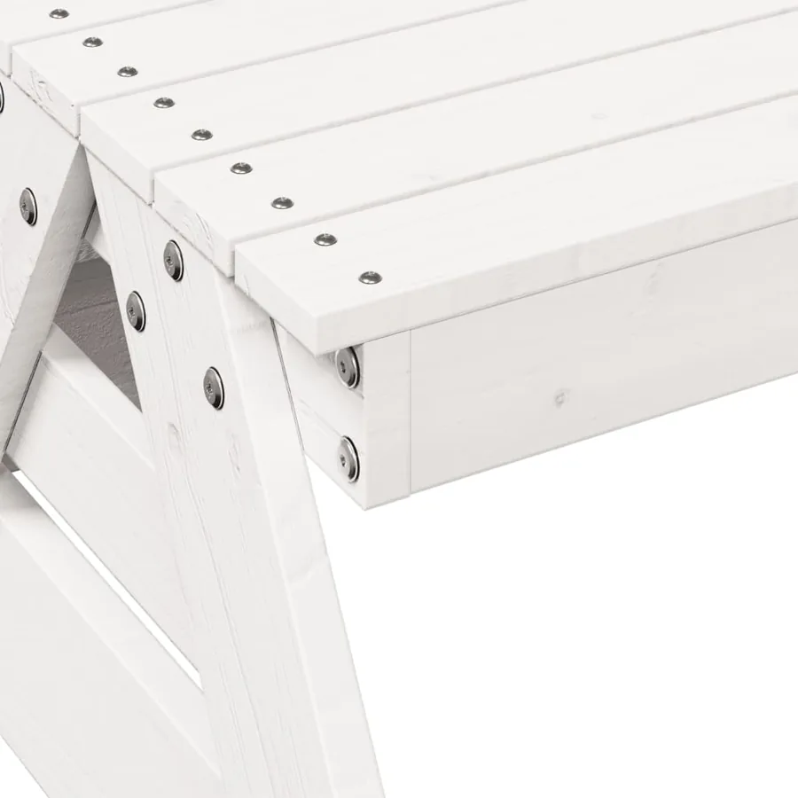 Table de pique-nique pour enfants blanc bois massif de pin - 7