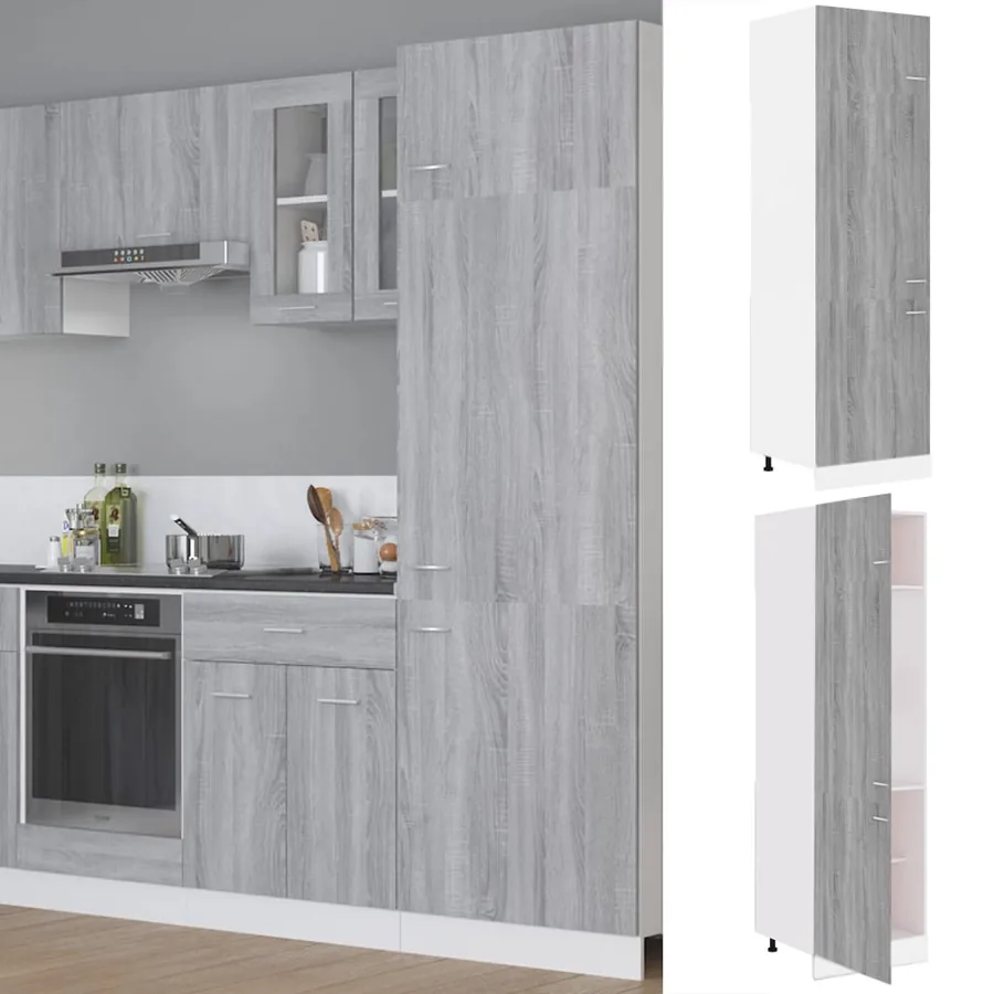 Armoire réfrigérée "Lyon" Gris Sonoma 60 x 57 x 207 cm Bois d'ingénierie