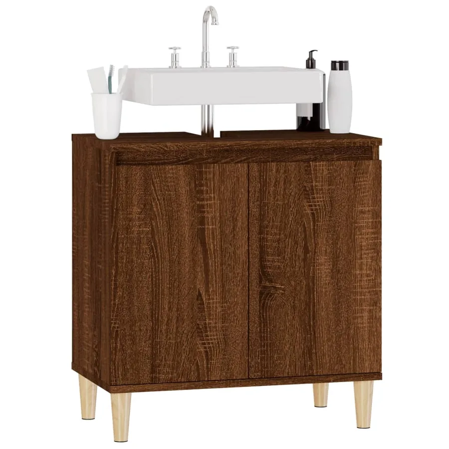 Meuble d'évier chêne marron 58x33x60 cm bois d'ingénierie - 4