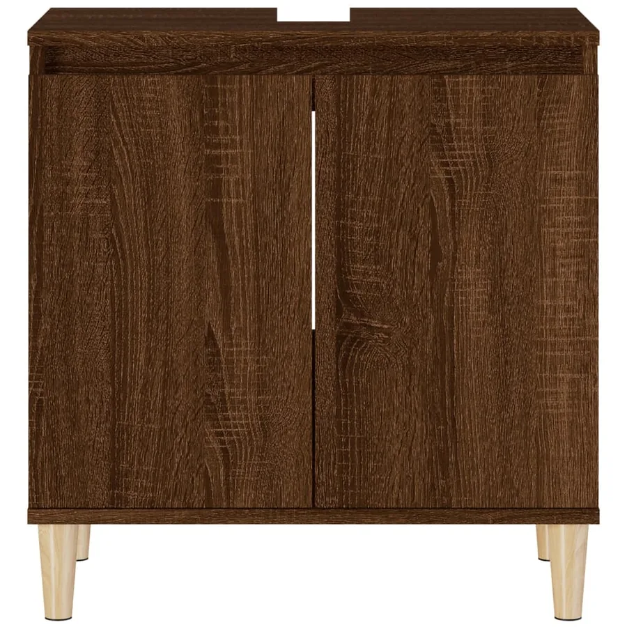 Meuble d'évier chêne marron 58x33x60 cm bois d'ingénierie - 6
