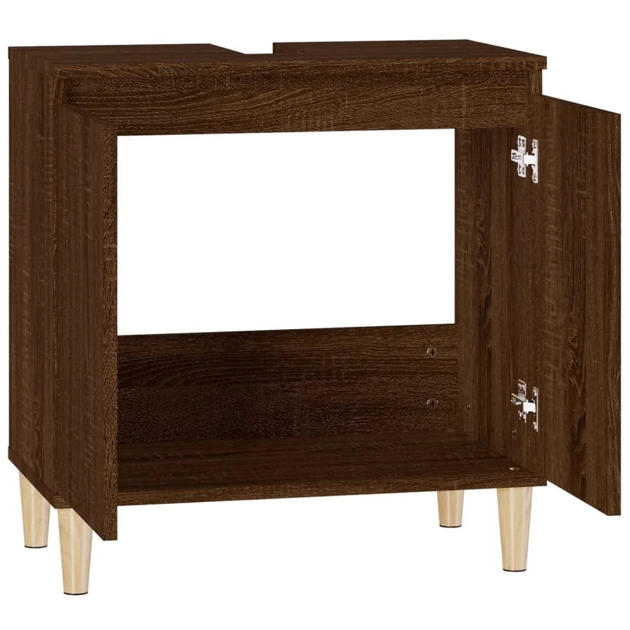 Meuble d'évier chêne marron 58x33x60 cm bois d'ingénierie - 7