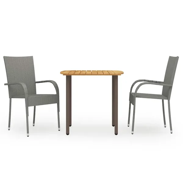 Ensemble à manger de jardin 3 pcs Résine tressée Gris