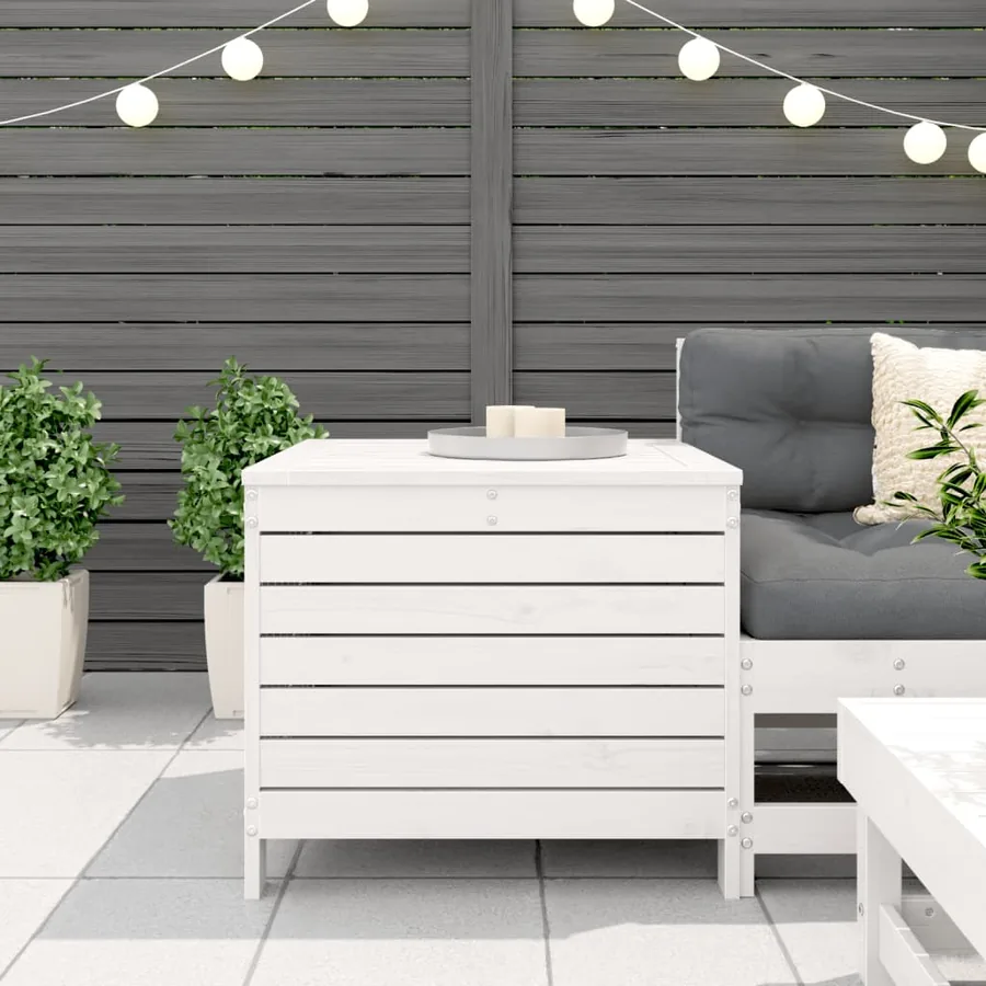 Repose-pied de jardin blanc 62x63,5x53,5 cm bois de pin massif - 3
