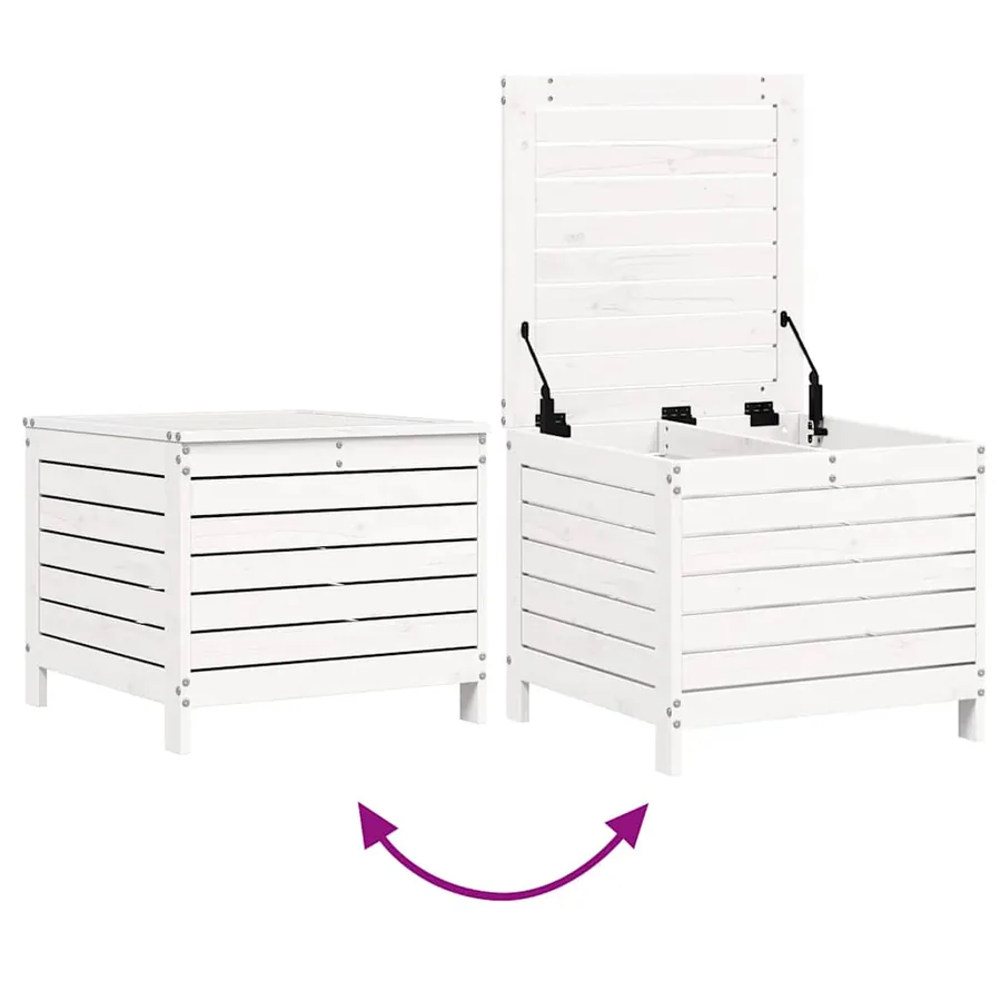 Repose-pied de jardin blanc 62x63,5x53,5 cm bois de pin massif - 7