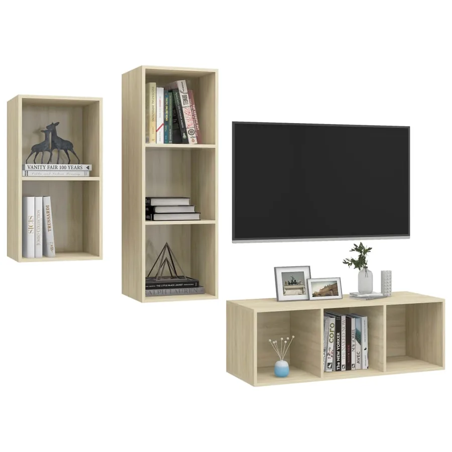 Ensemble de meubles TV 3 pcs Chêne sonoma Bois d'ingénierie - 3