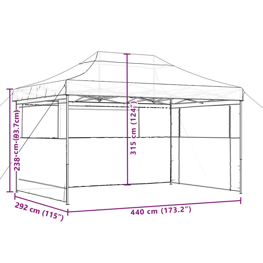 Tente de réception pliable escamotable 3 parois latérales vert - 9