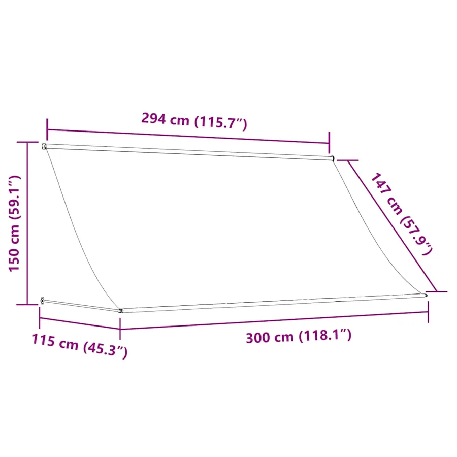Auvent rétractable crème 300x150 m tissu et acier - 9