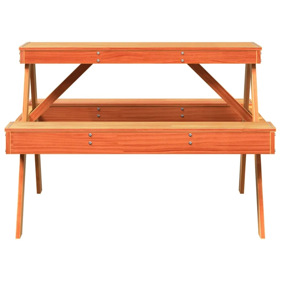 Table de pique-nique cire marron 105x134x75 cm bois massif pin - 4