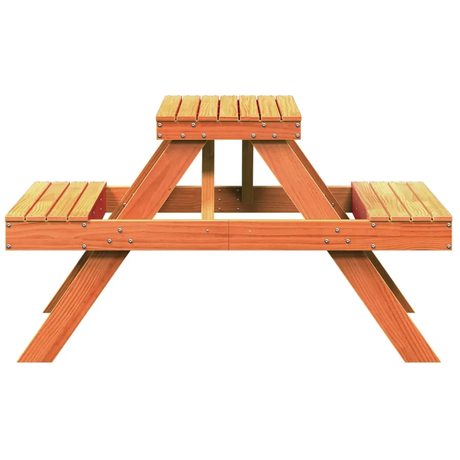 Table de pique-nique cire marron 105x134x75 cm bois massif pin - 5