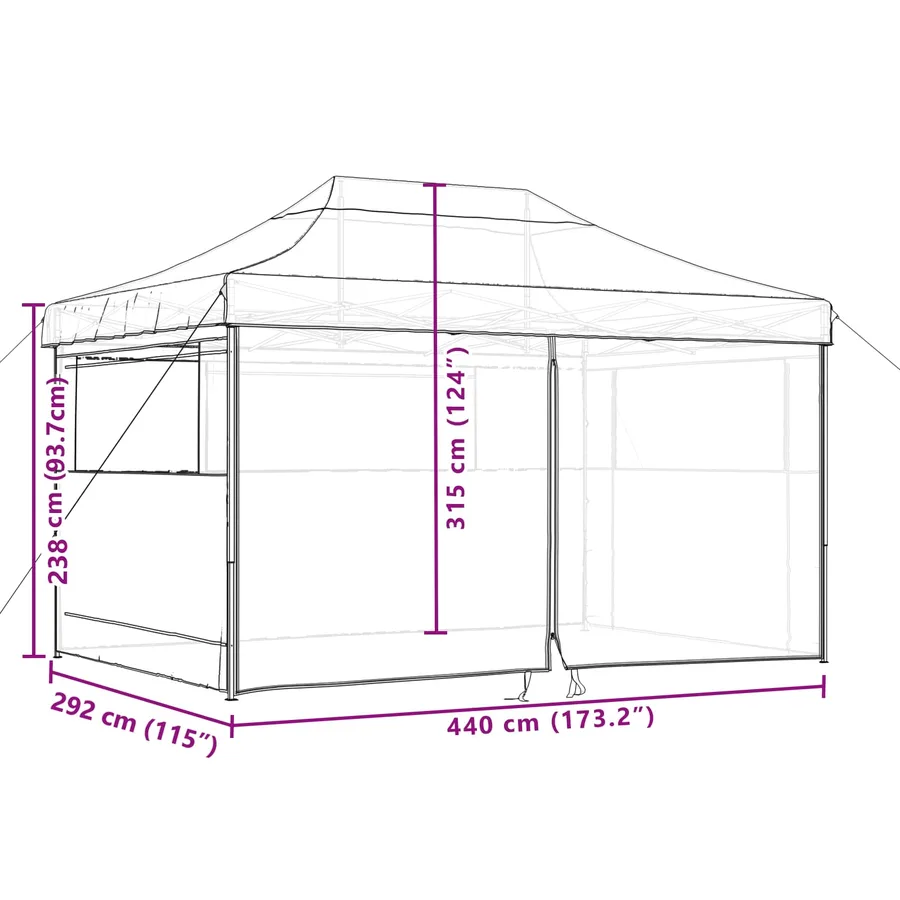Tente de réception pliable escamotable avec 4 parois latérales - 8