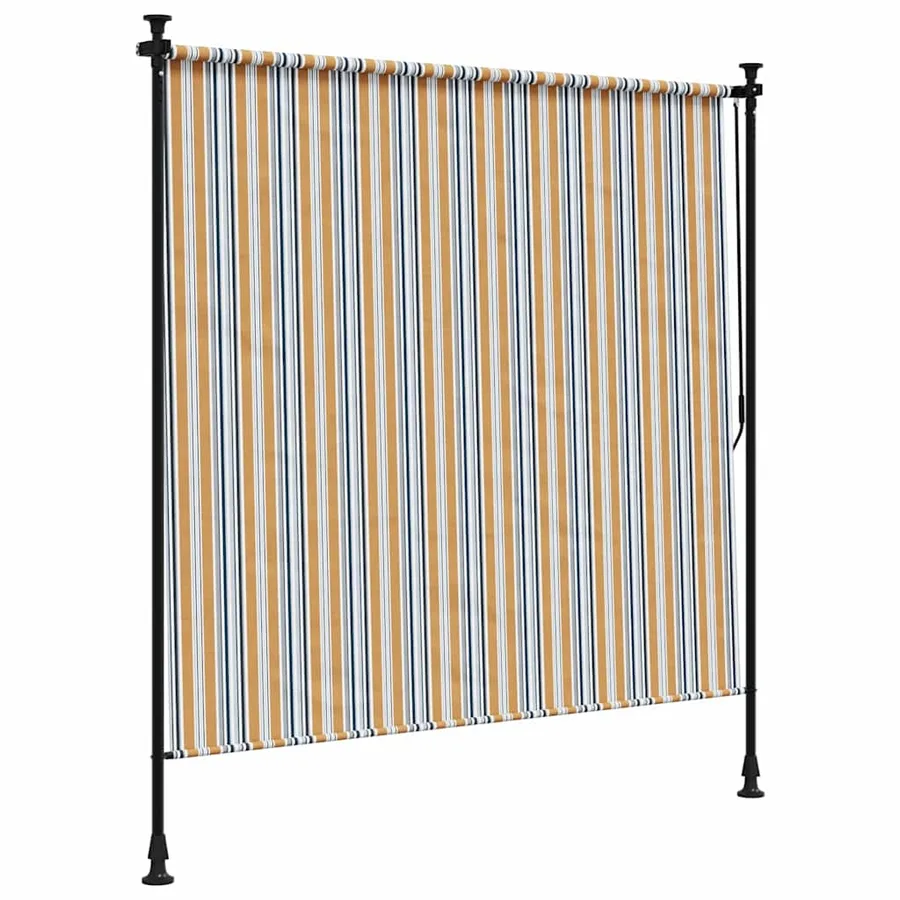 Store roulant d'extérieur jaune et blanc 200x270 cm tissu acier - 5
