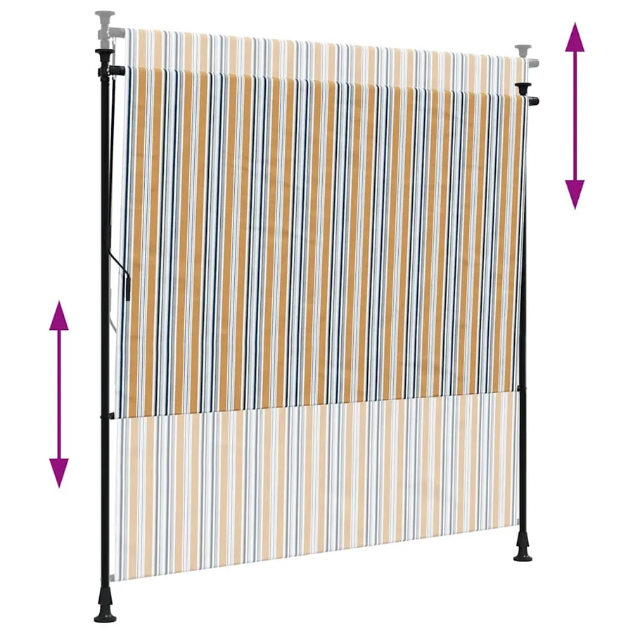 Store roulant d'extérieur jaune et blanc 200x270 cm tissu acier - 6