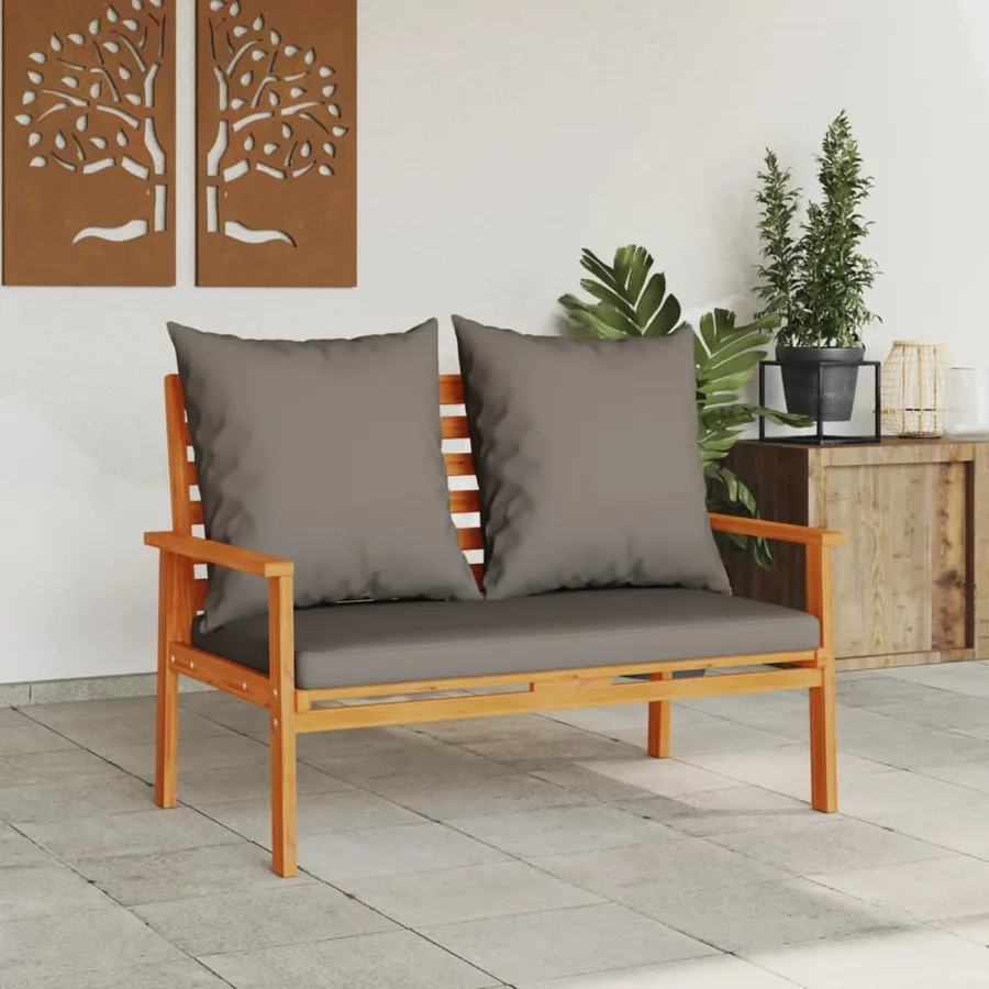 Canapé de jardin 120 cm avec coussin bois d'acacia massif - 3