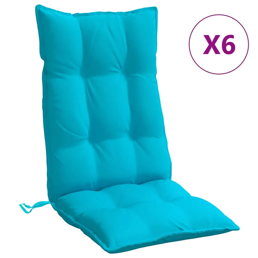 Coussins de chaise à dossier haut lot de 6 turquoise - 2