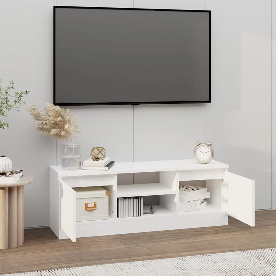 Meuble TV avec porte Blanc 102x30x36 cm - 3